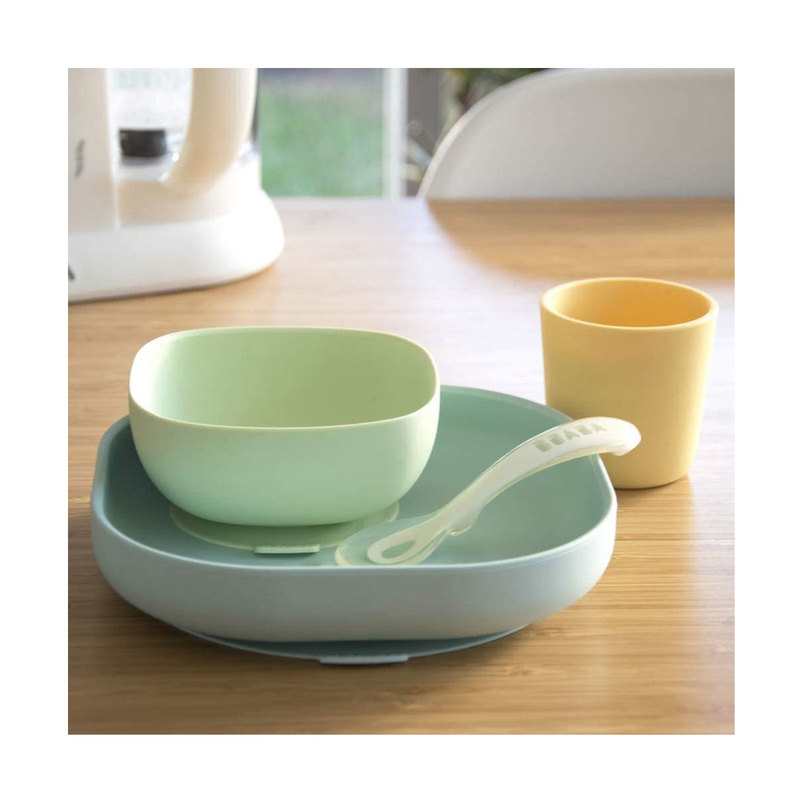 Coffret repas silicone 4 pièces jaune Beaba