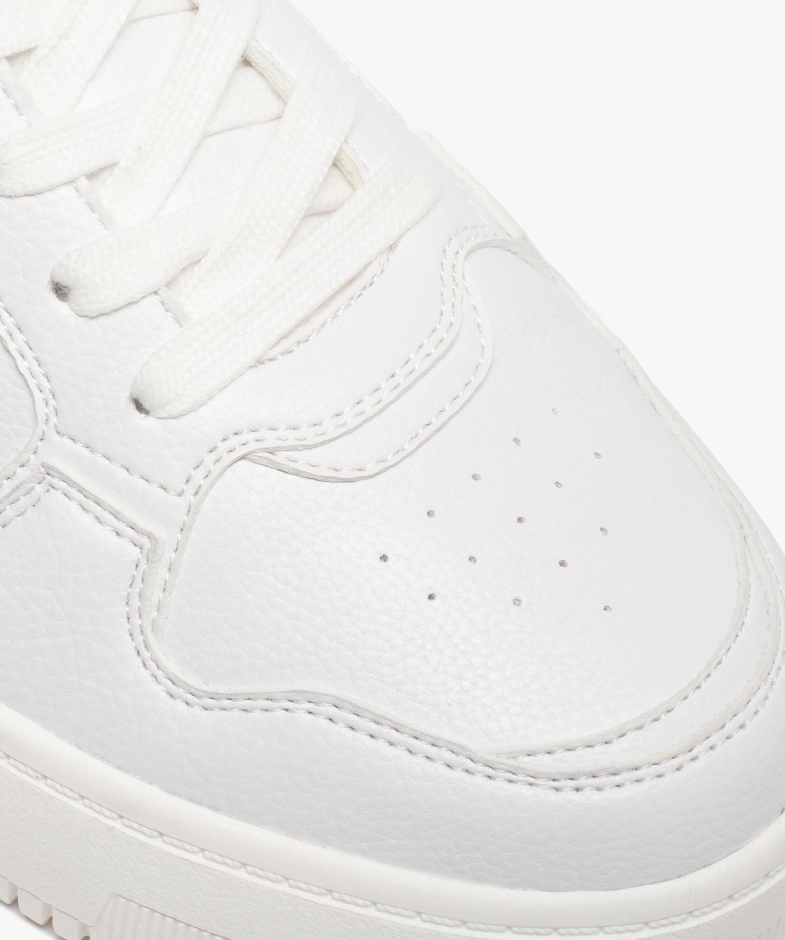 Tennis femme unies à lacets et semelle épaisse blanc | GEMO