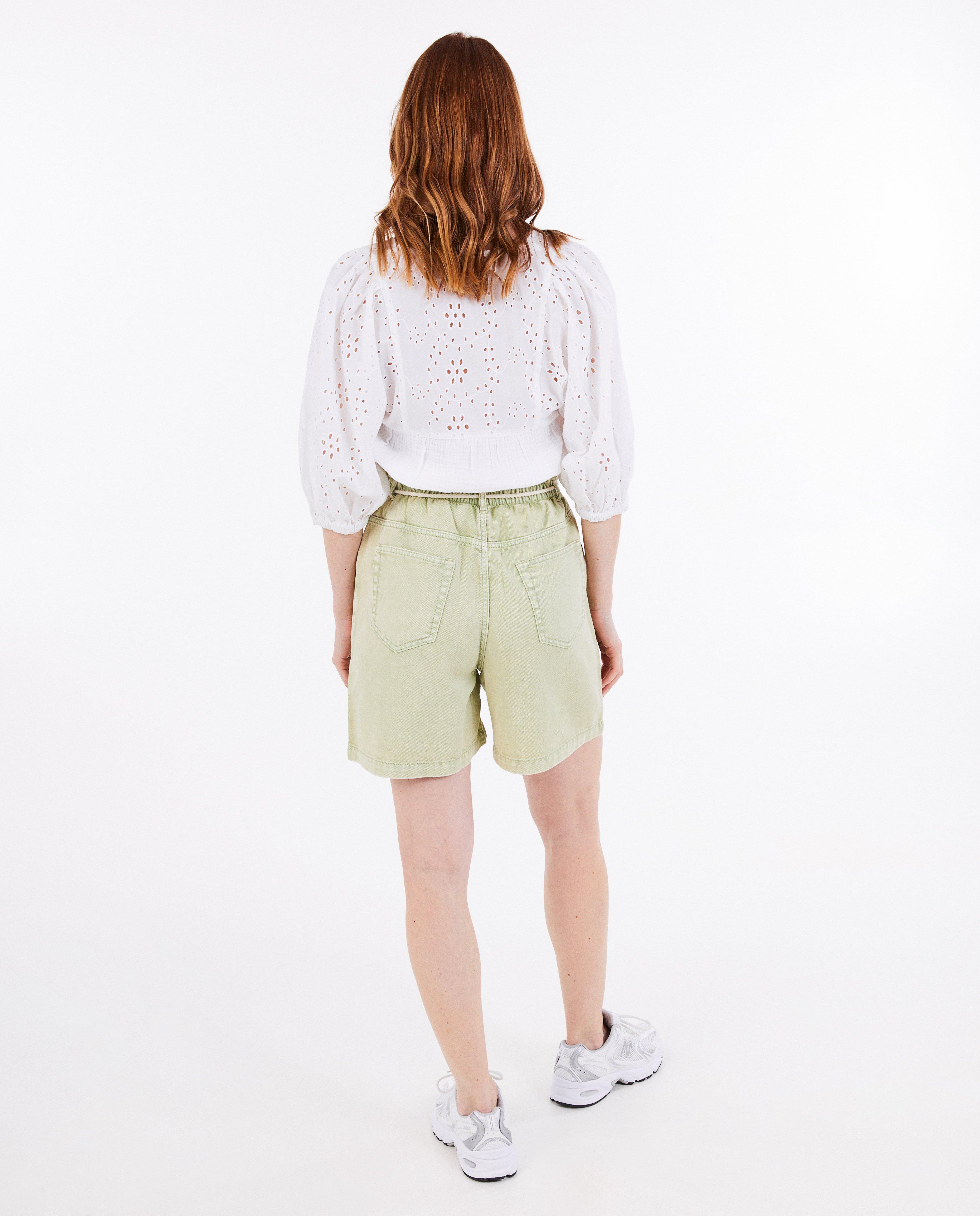 Pantaloni scurți din denim verde deschis Sora, verde deschis