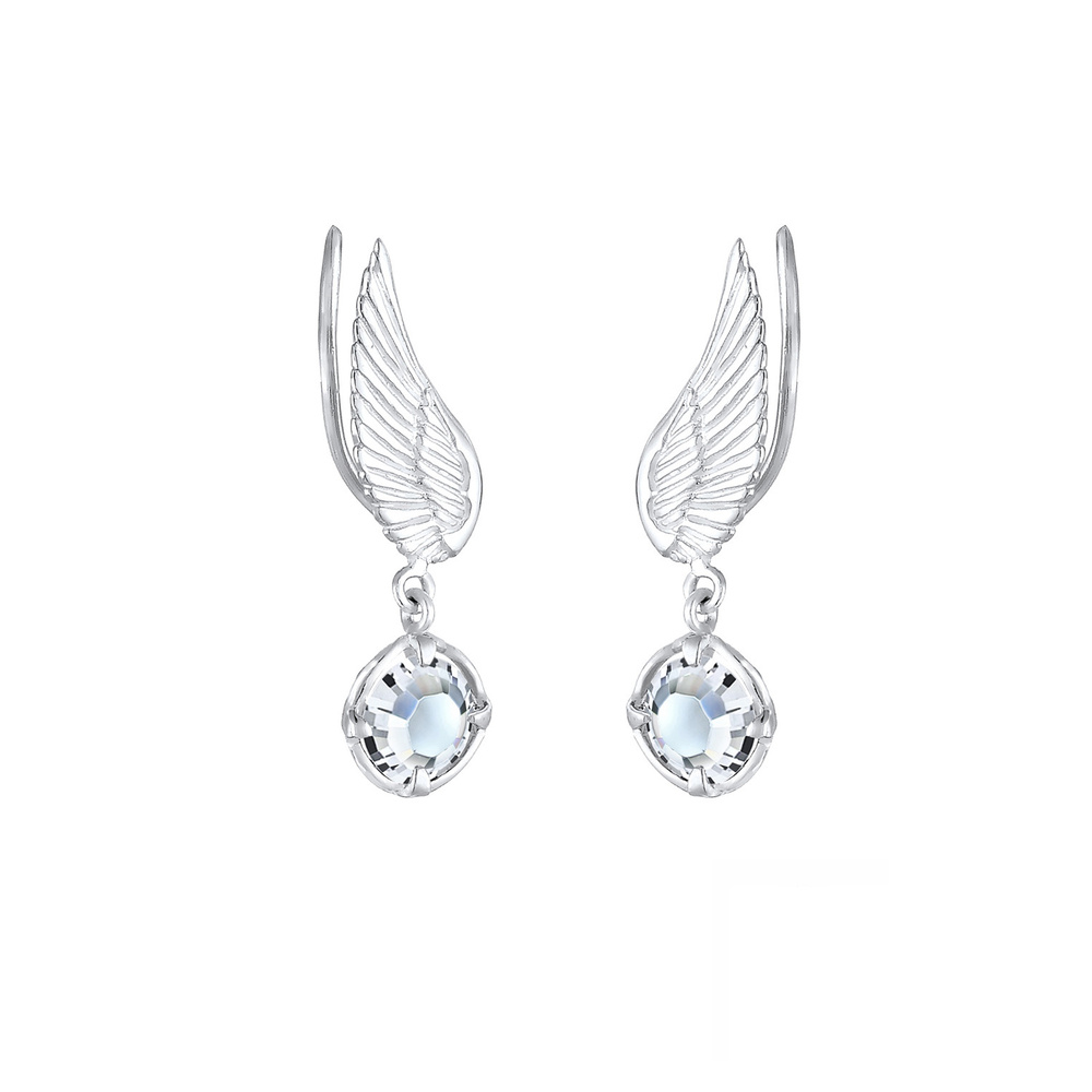 Elli Elli Boucles d'Oreilles Ailes de Grimpeur d'Oreilles pour Femmes avec Cristaux en Boucles d'oreilles