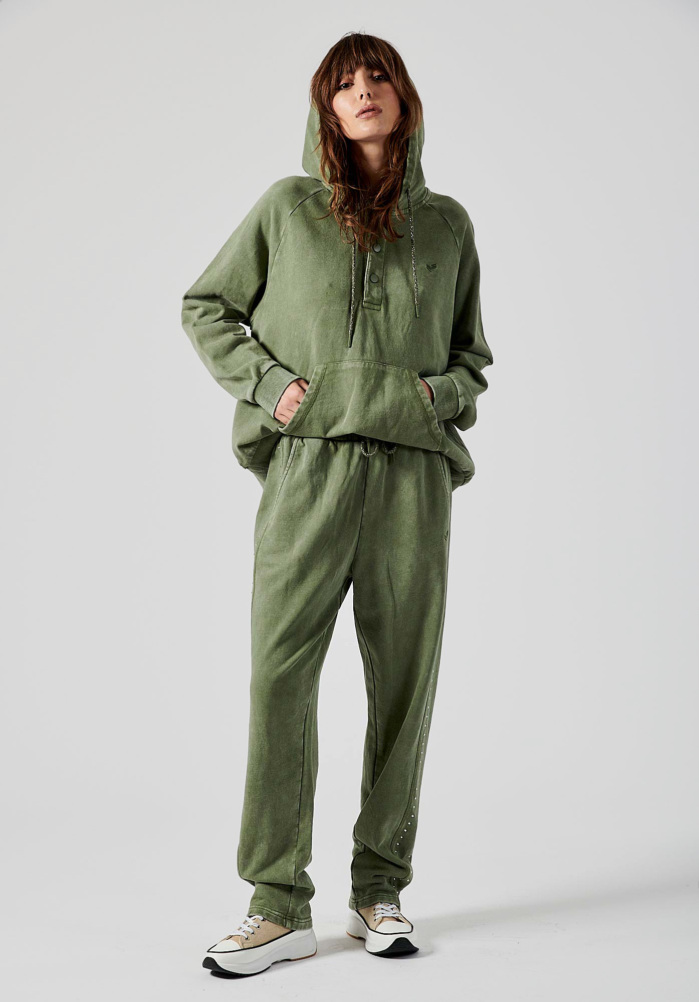 FALEN  Sweat kaki femme 100% coton
