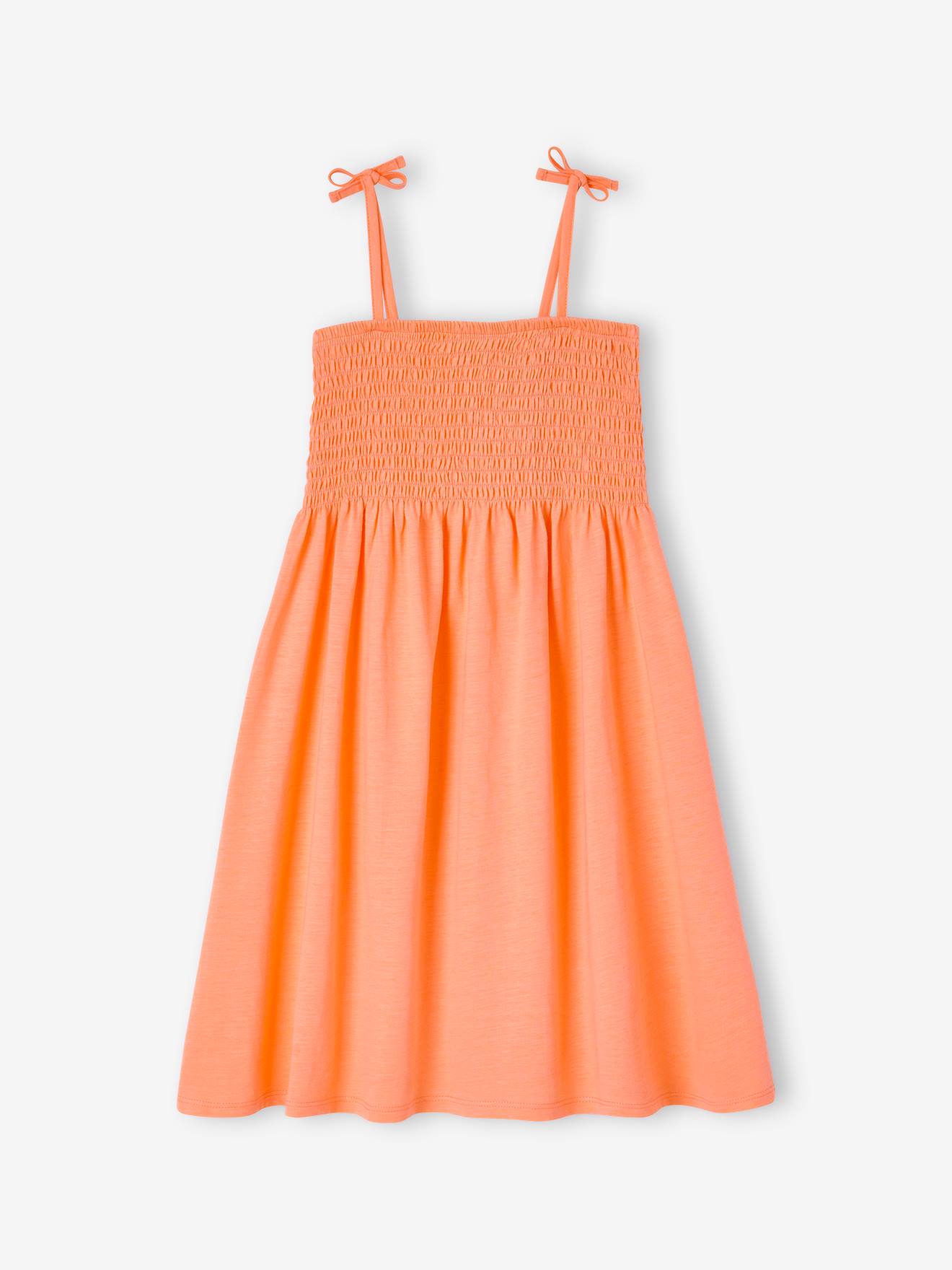 Vertbaudet Gesmoktes Mädchen Trägerkleid Oeko-Tex - mandarine