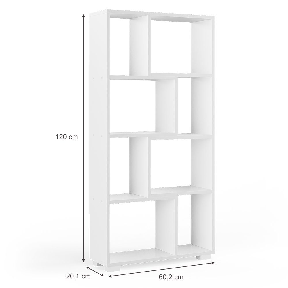 Vicco Raumteiler Bücherregal Standregal DOMUS 8 Fächer Weiß
