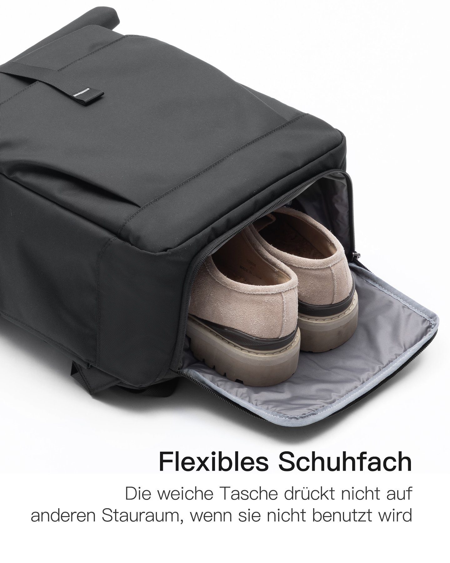 Inateck Laptoprucksack RollTop Rucksack 25L-30L, Tagesrucksack kompatibel mit 17 Zoll Laptops, mit Kopfhörer-/Ladeanschluss und separatem Schuhfach