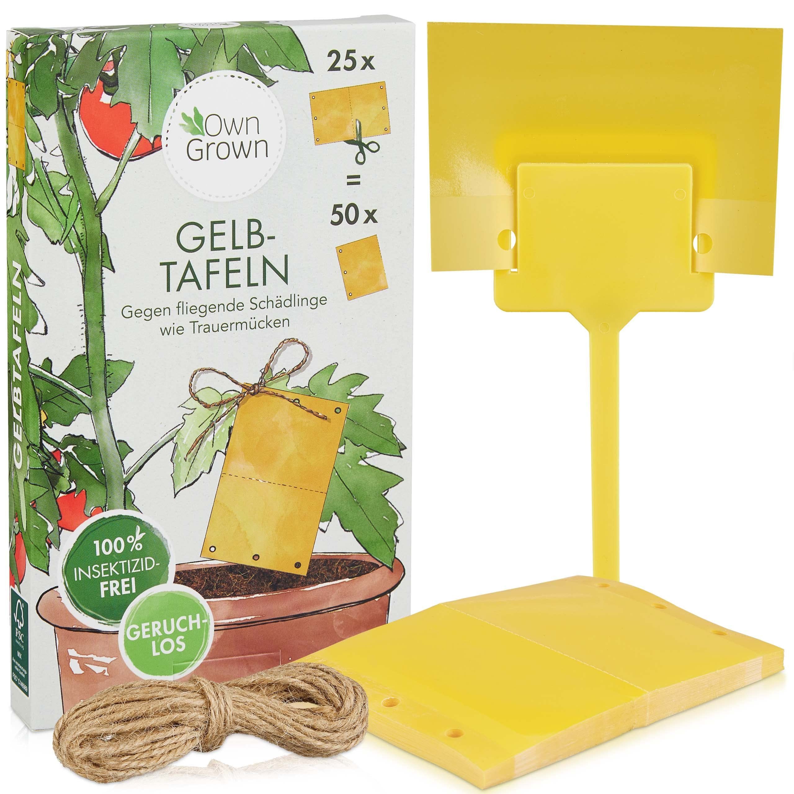 OwnGrown Klebefalle 60x Schädlingsbekämpfung ohne Insektizide: Gelbsticker Trauermücken, Gelbsticker Gelbsticker Kunststoff