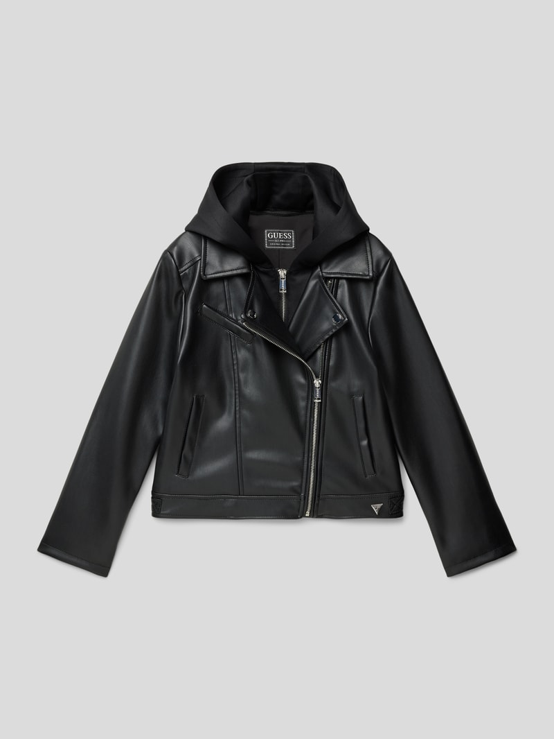 Bikerjacke in Leder-Optik Modell 'HOODED' in schwarz