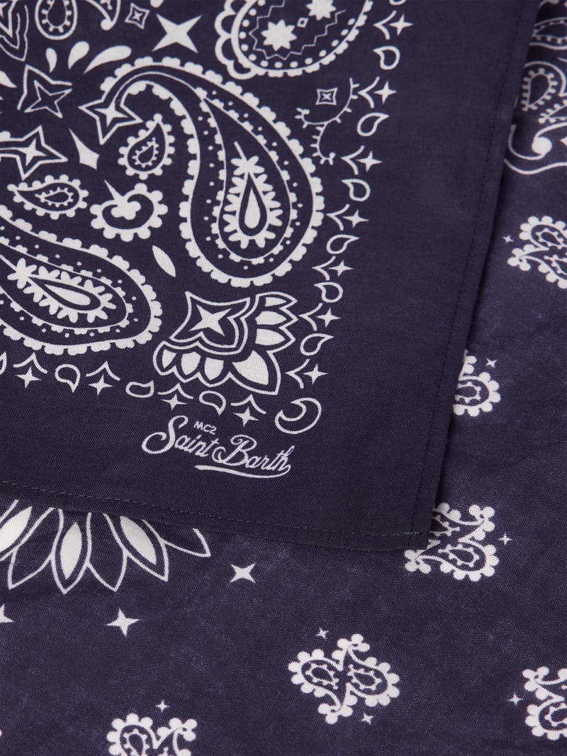 Schal mit Label-Print Modell 'FOULARD' in marineblau