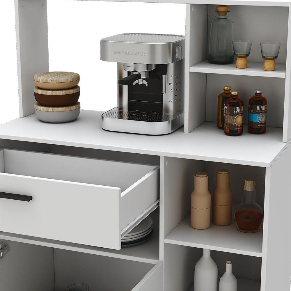 Livinity Küchenbuffet Vitrinenschrank EMANUEL Weiß