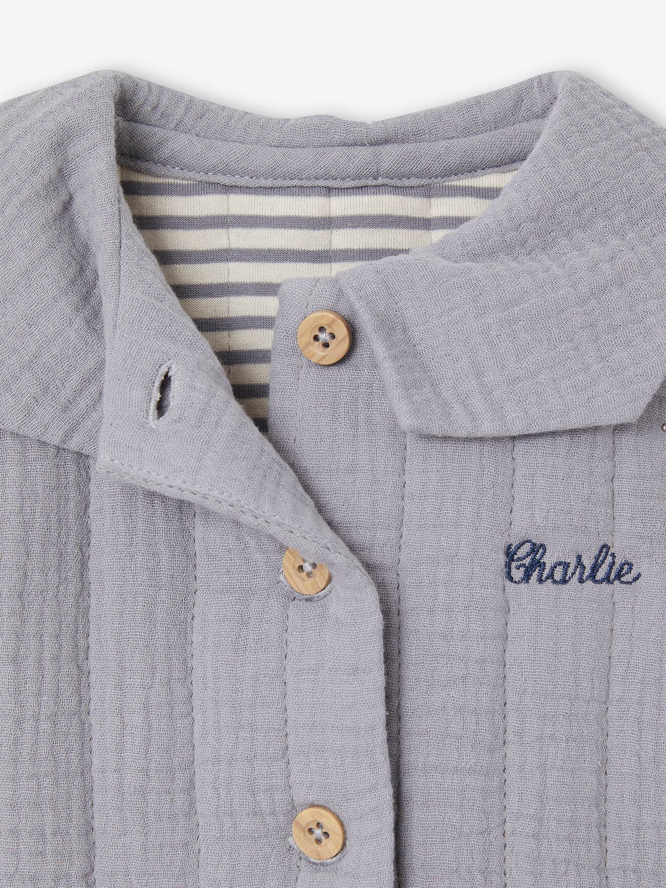 Vertbaudet Baby Jacke, personalisierbar, Wattierung Recycling-Polyester - hellgrau