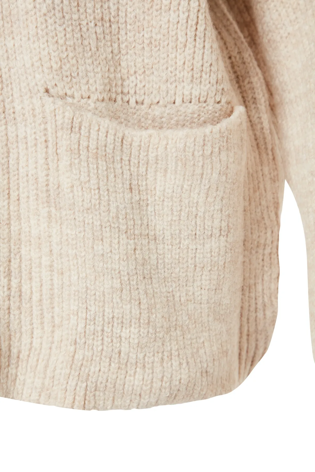 Trendyol Collection  Stone Wide Fit Weich strukturierte Strick-Cardigan mit Taschendetail TWOAW24HI00133
