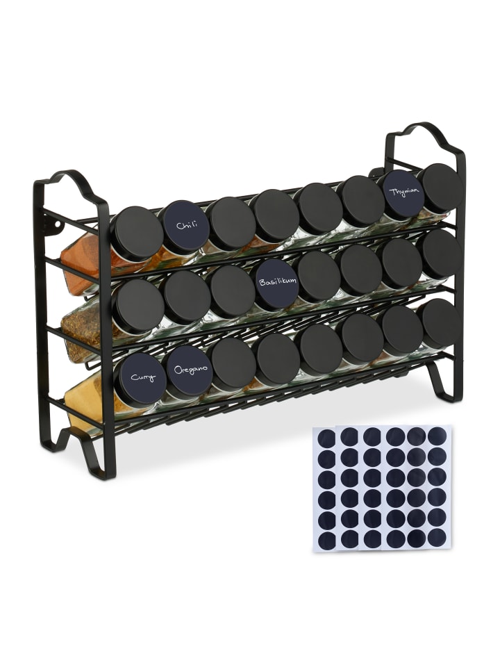 relaxdays Gewürzregal in Schwarz - (B)38,5 x (H) 25,5 x (T)12,5 cm günstig kaufen onesize