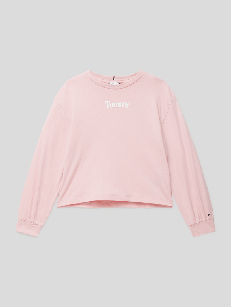Longsleeve mit Label-Print Modell 'Timeless' in hellrosa