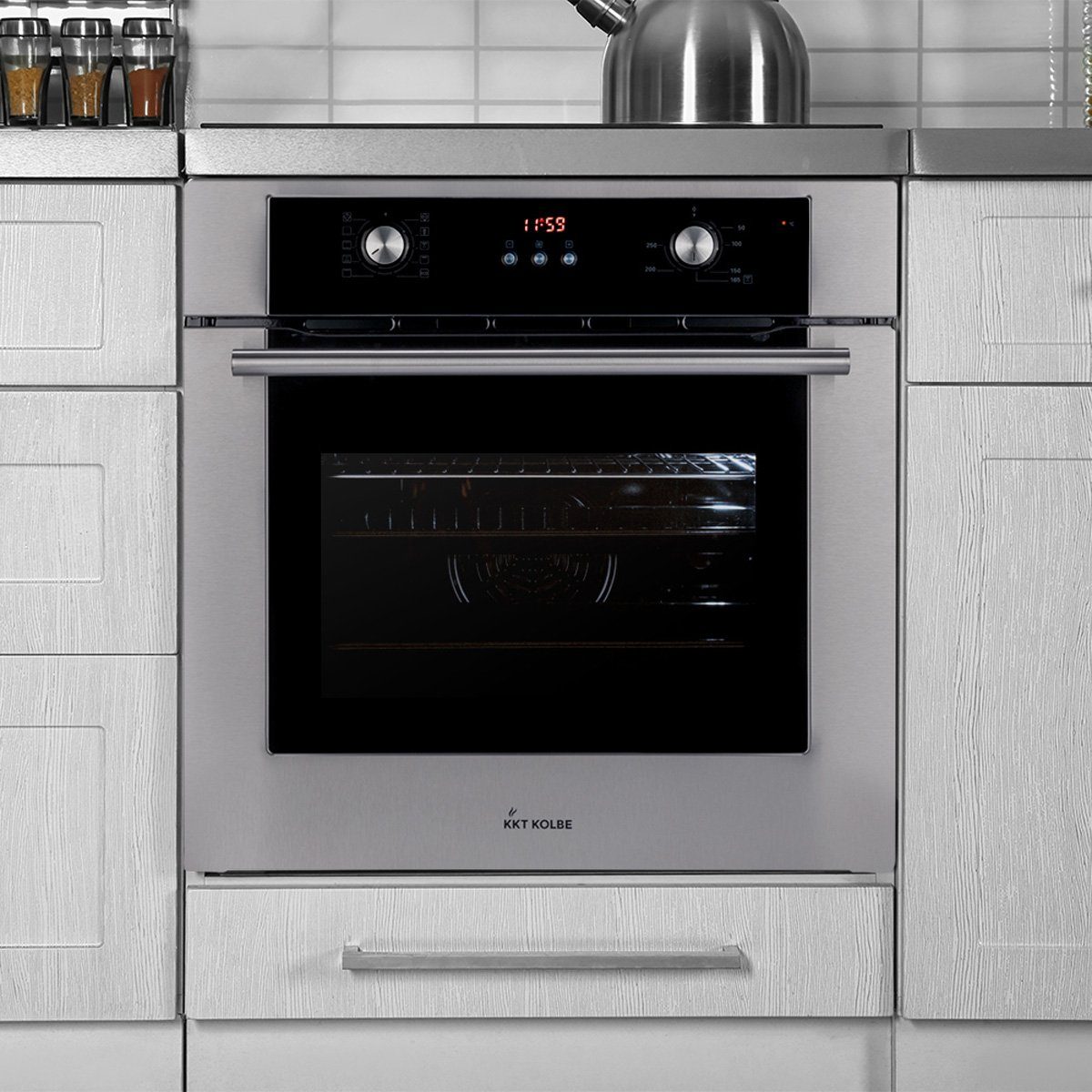 KKT KOLBE Einbaubackofen Backofen Elektroherd BO8810SS, DampfClean, 60cm / 70 l / 3kW / Heißluft / Grill-/Brat-System / Teleskopauszüge