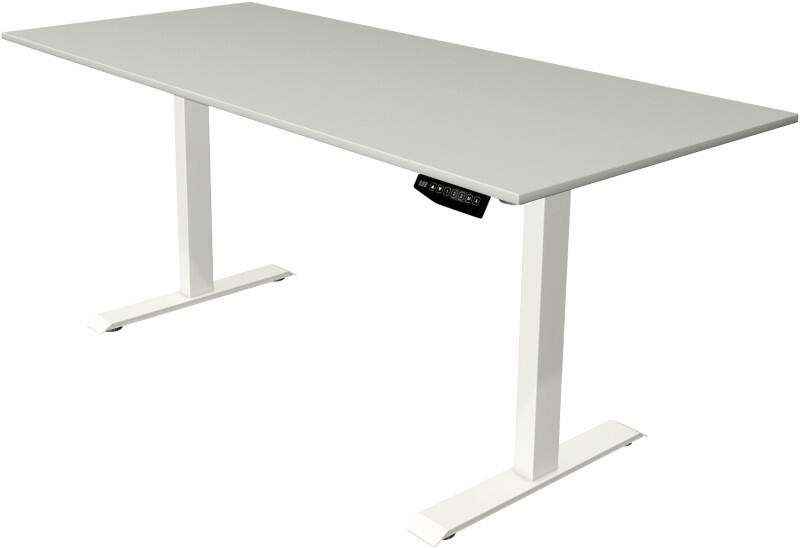 Kerkmann Move 1 Rechteckig Elektronisch Höhenverstellbarer Sitz-Stehschreibtisch Melamin, Stahl Hellgrau, Weiß 1800 x 800 x 1230 mm