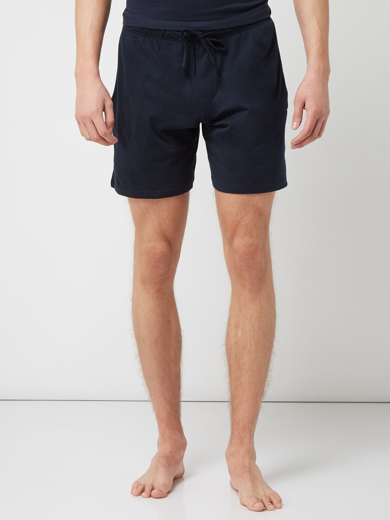Sweatshorts mit Karomuster Modell 'Boxer' in marineblau