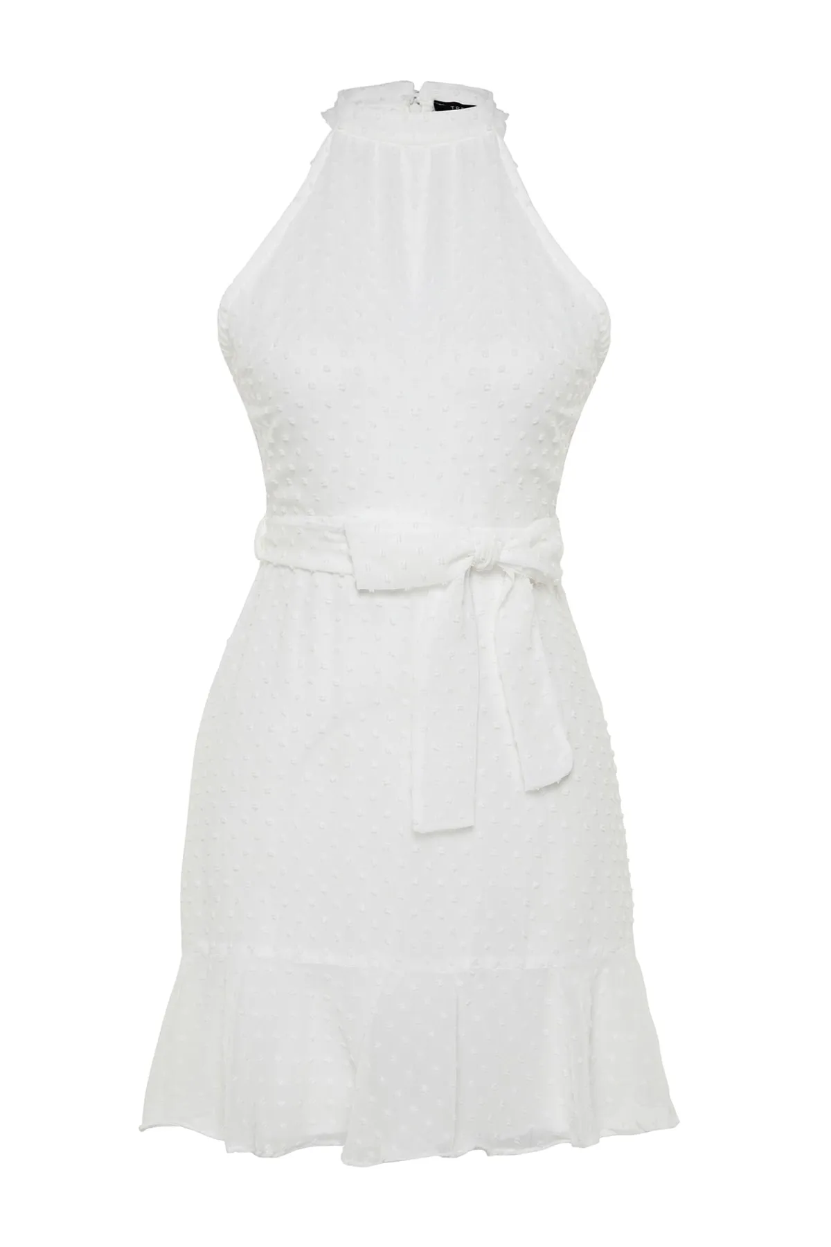 Trendyol Collection  Ecru-Rock, Volant-Minikleid aus Webstoff mit Futterstoff TWOSS23EL01168