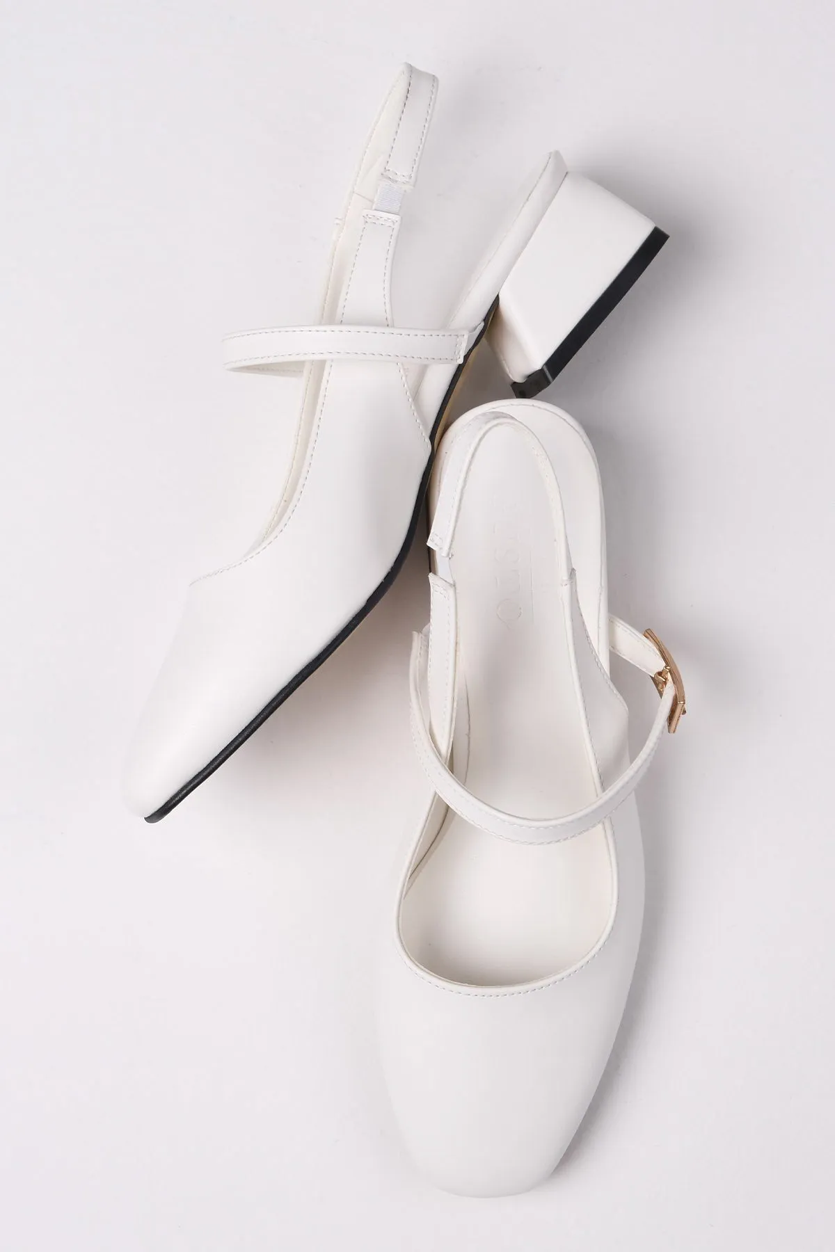 Mio Gusto  Ella weiße Damen-Schuhe mit niedrigem Absatz und offenem Rücken