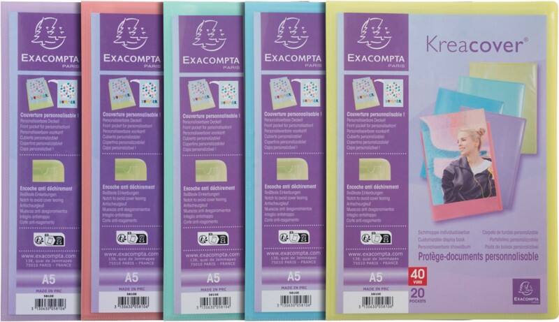 Exacompta Kreacover Pastel Präsentationsmappe 20 Taschen DIN A5 Farbig sortiert 10 Stück
