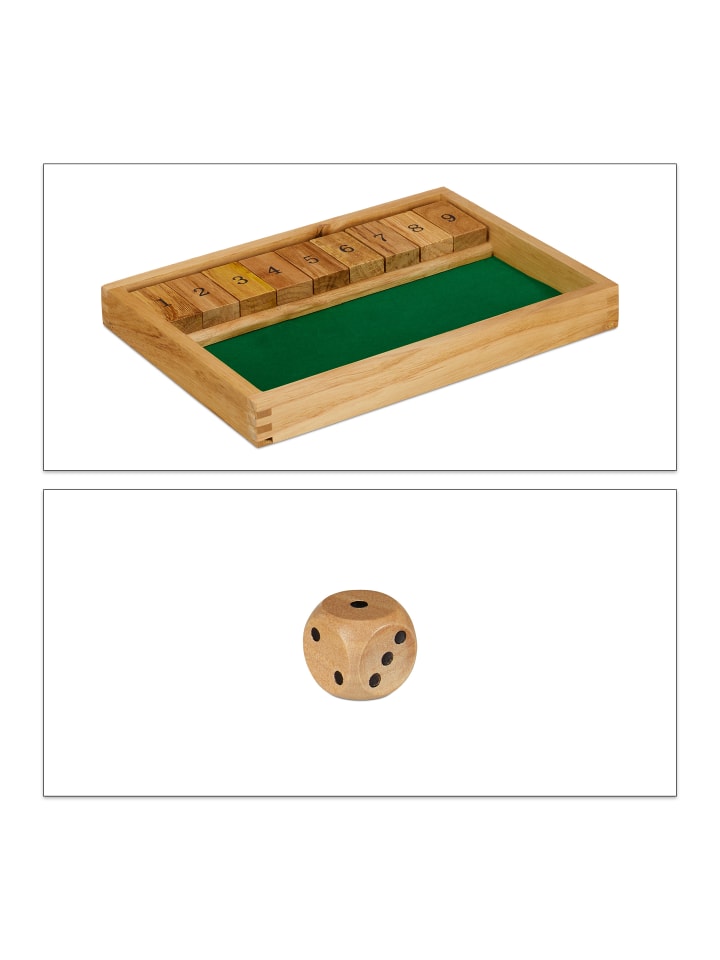 relaxdays Shut the Box Spiel in Natur/Grün günstig kaufen onesize