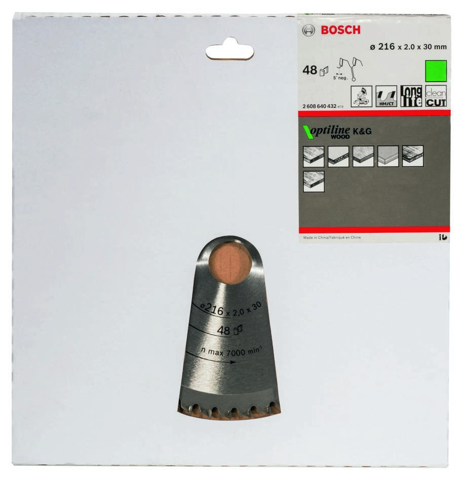 Bosch Blue Accessories 2608640432 Circular saw blade 216 x 30 x 48T Optiline Wood