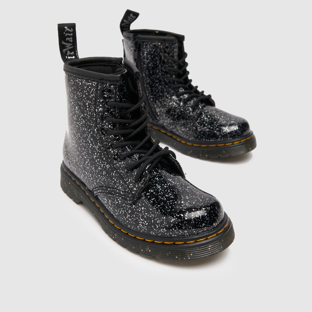 Dr Martens svarta & silverfärgade 1460 Cosmic Glitter flickstövlar