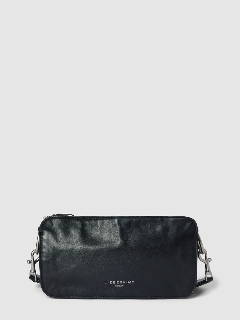 Handtasche mit Label-Details Modell 'Clarice' in schwarz