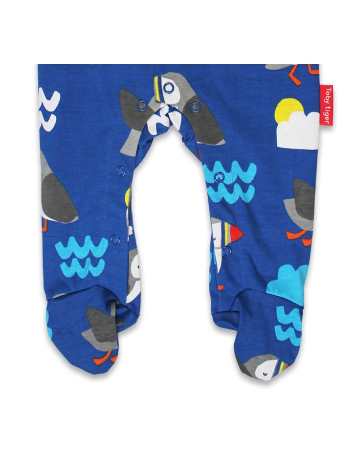 Toby Tiger Schlafanzug mit Papageientaucher Print in blau günstig kaufen