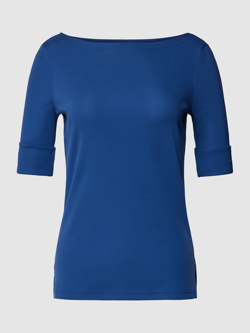T-Shirt mit U-Boot-Ausschnitt in blau
