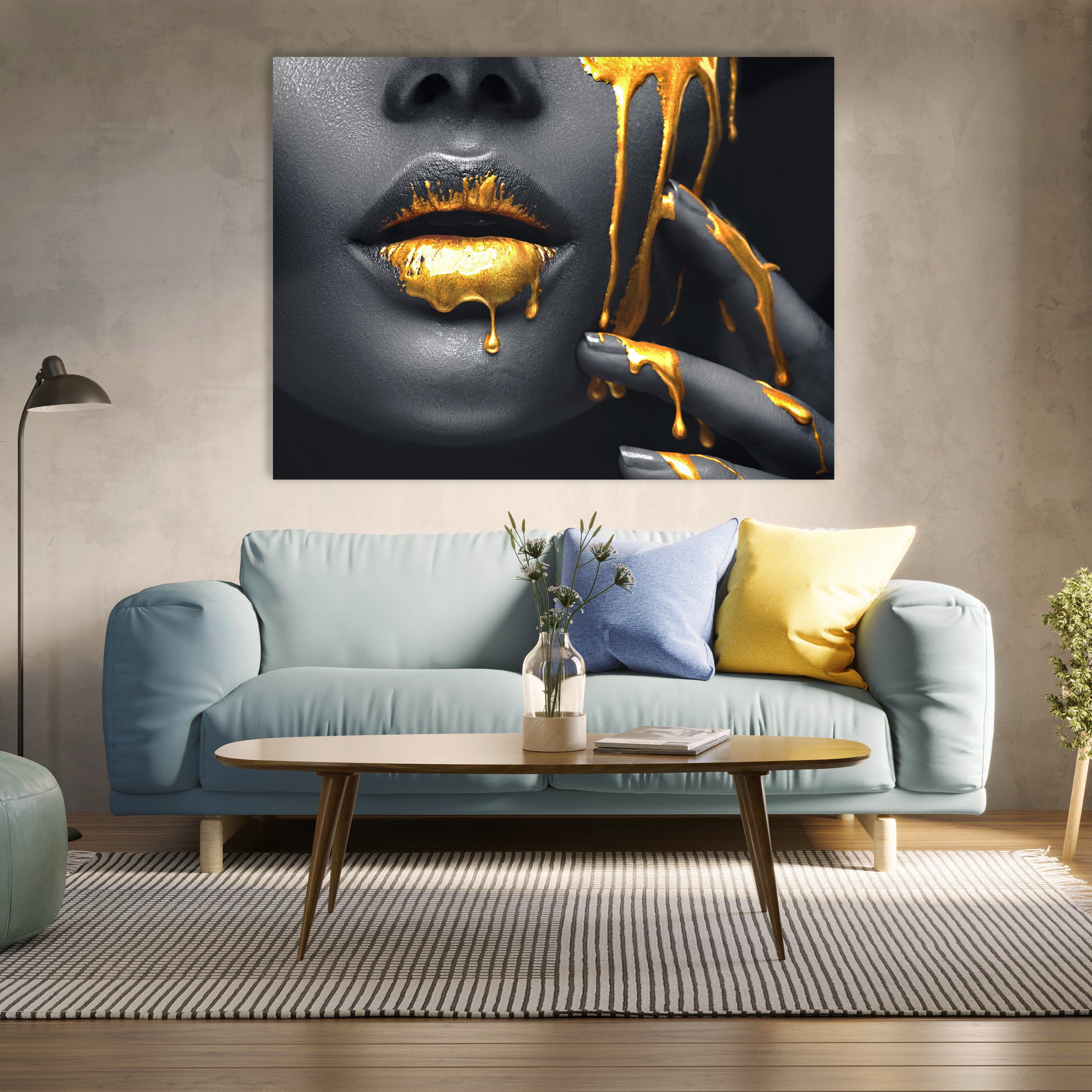 wandmotiv24 Leinwandbild Frauen Lippen, Lippen (1 St), Wandbild, Wanddeko, Leinwandbilder in versch. Größen