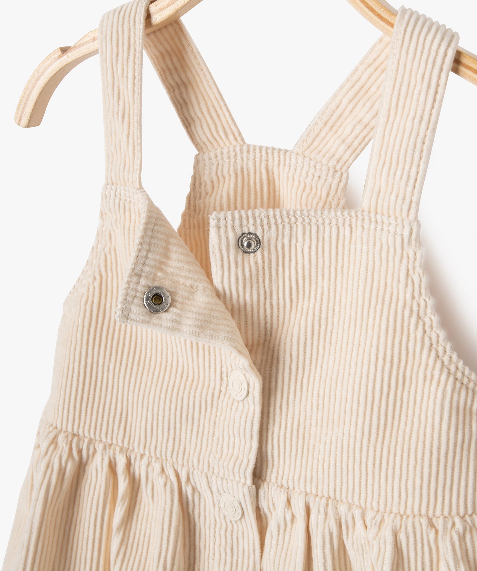 Robe à bretelles en velours ctelé bébé fille ecru | GEMO
