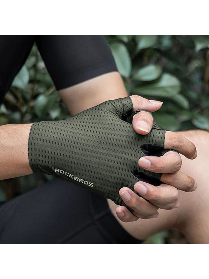 Rockbros Rockbros Atmungsaktive Kurzfinger-Fahrradhandschuhe Grün S in Grün günstig kaufen