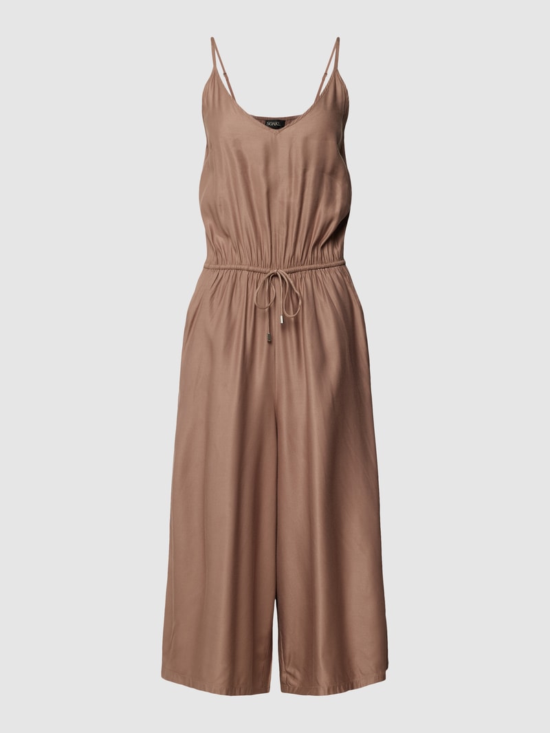 Jumpsuit mit Schnürung Modell 'Cattie' in hellbraun