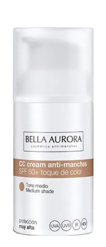 Bella Aurora CC kremas nuo spalvos pakitimų SPF 50, vidutinio dydžio
