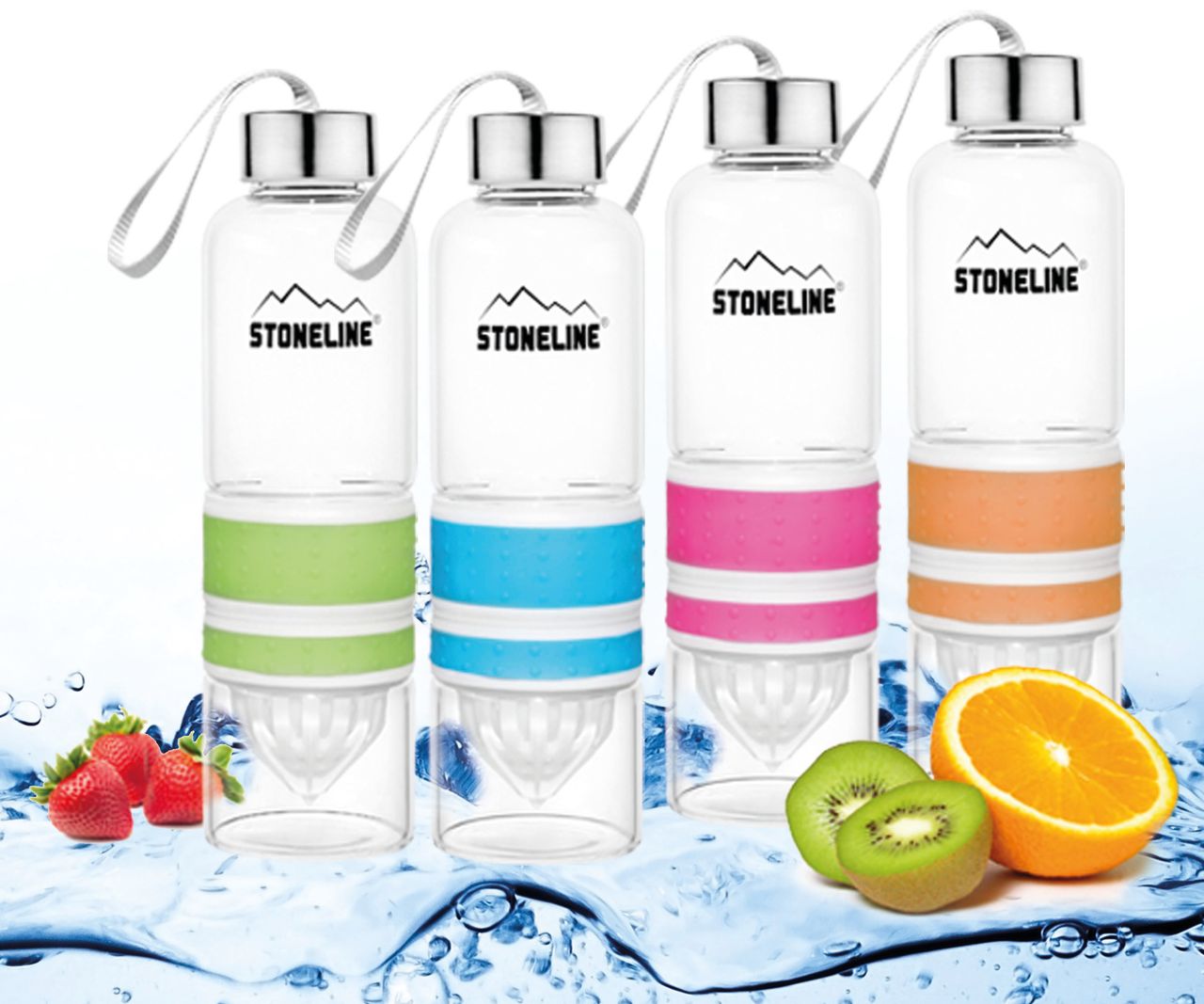 STONELINE® 2 in 1 Trinkflasche mit Saftpresse