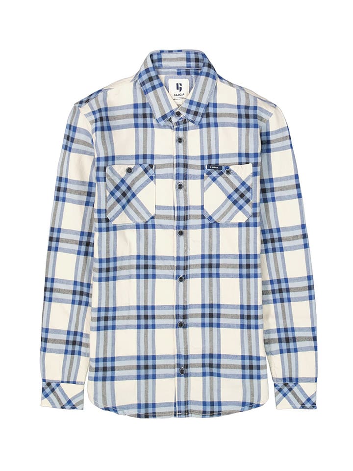 Garcia Hemd in Weiß/ Blau günstig kaufen