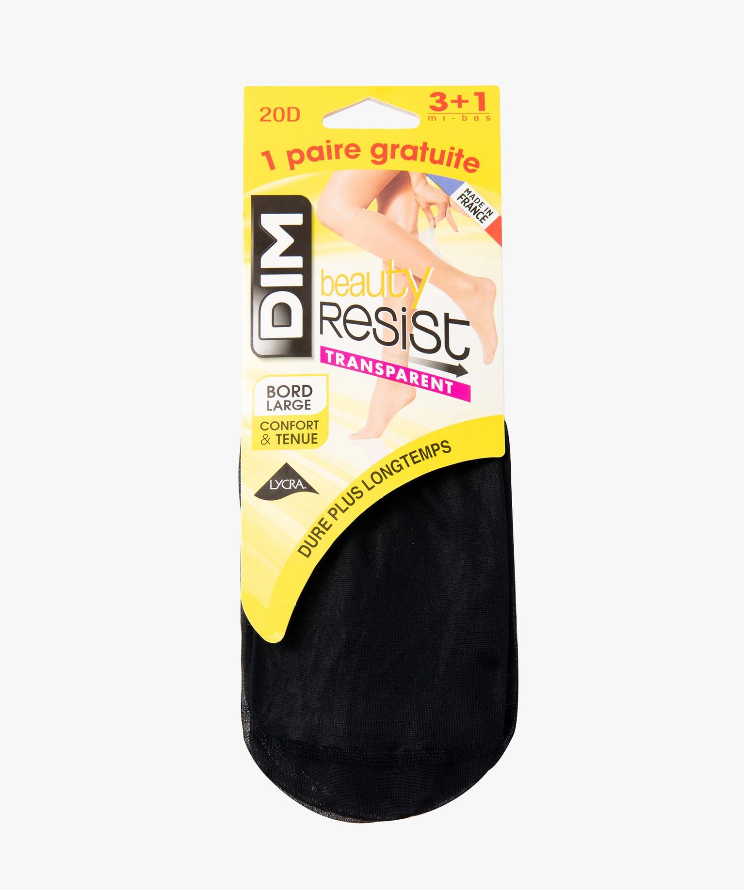Mi-bas femme transparents (lot de 4) - Dim Beauty Resist noir | GEMO