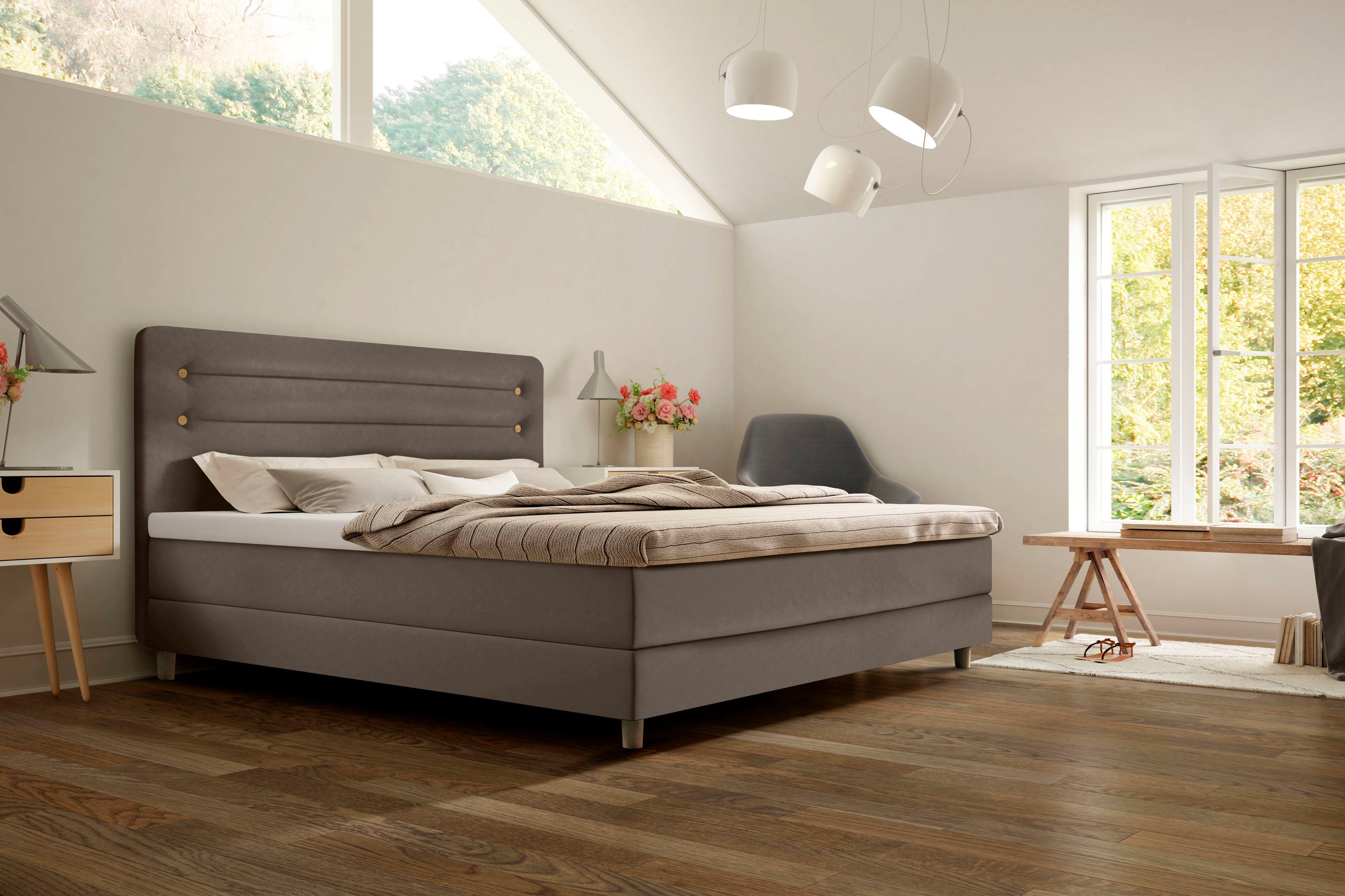 Schlaraffia Boxspringbett Fidelio, inkl. BULTEX® Topper, Holzfuß in Eiche