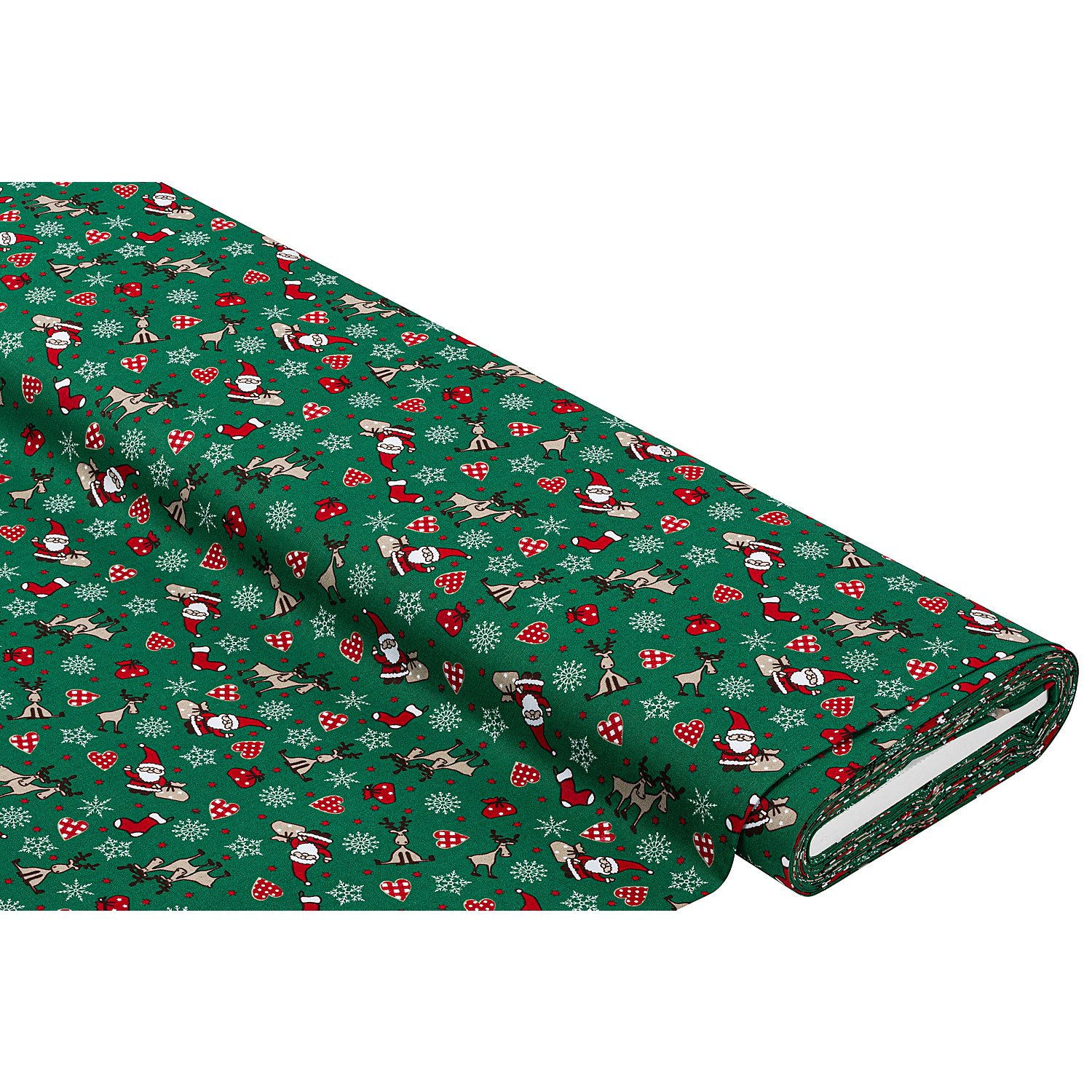 Baumwollstoff Weihnachtsmann & Rentier 