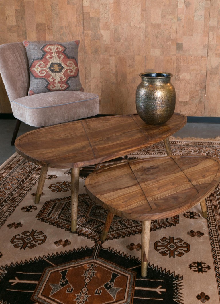 Set de 2 măsuțe de cafea decorative din lemn Dutchbone
