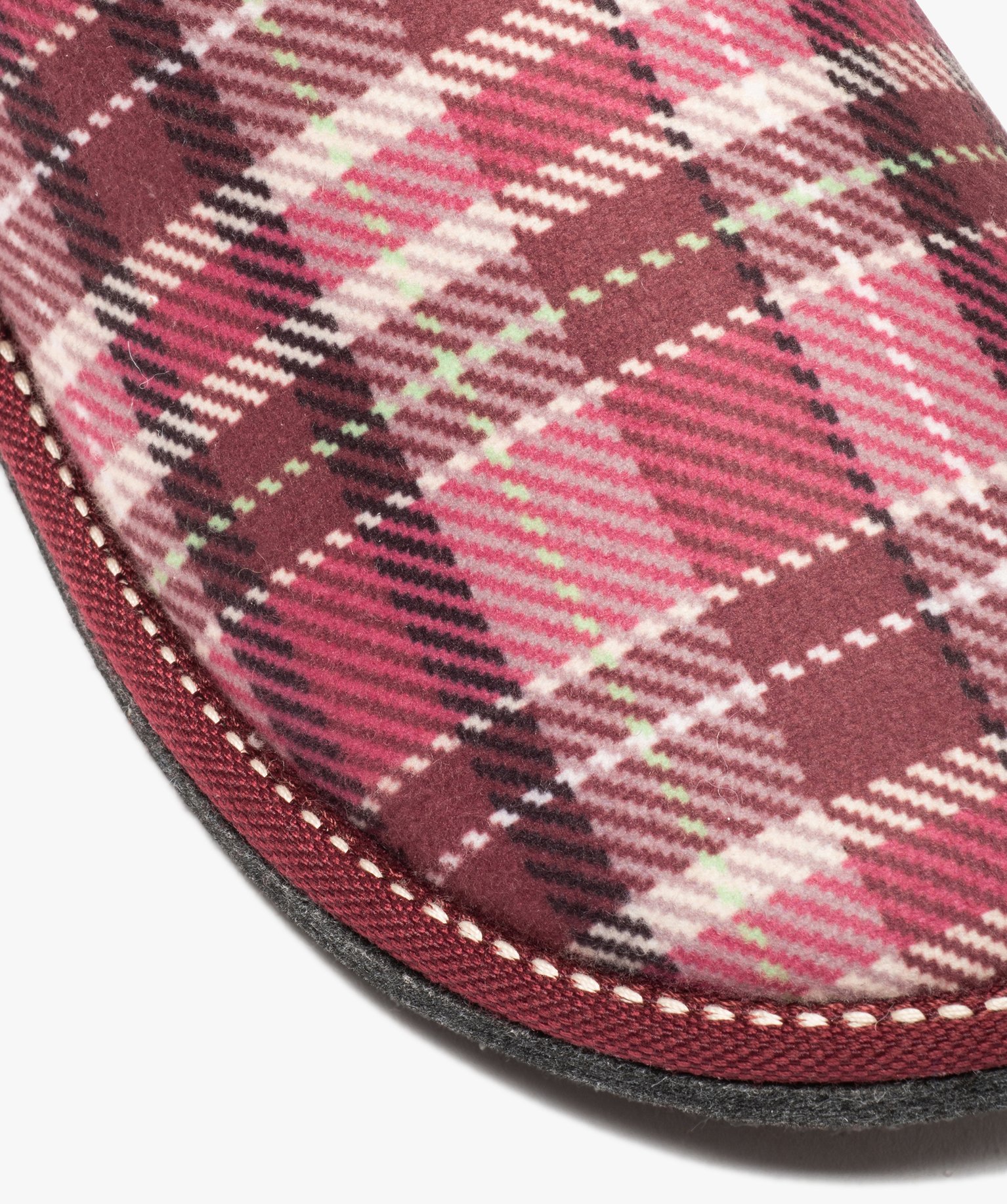 Chaussons femme mules plates douillettes à carreaux rose | GEMO