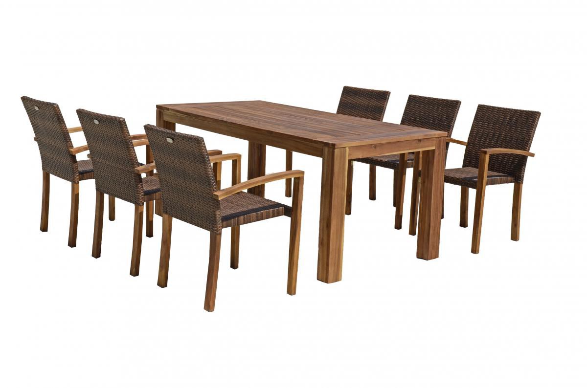 Garden Pleasure Harms Tischgruppe TOPEKA 7tlg. / 6x Stapelstuhl 985150 / 1x Tisch 985149