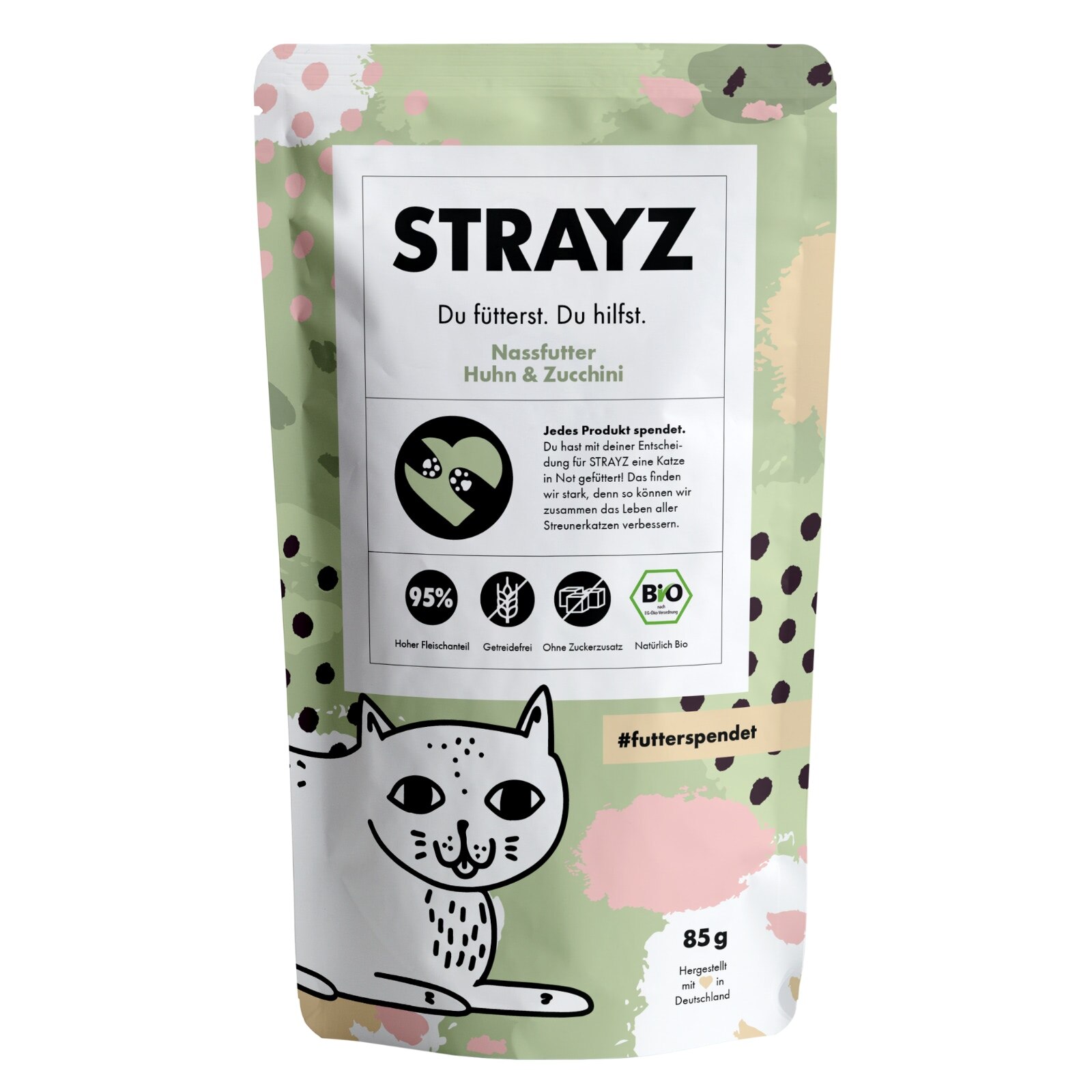 STRAYZ Nassfutter STRAYZ BIO 14x85g Huhn & Zucchini
