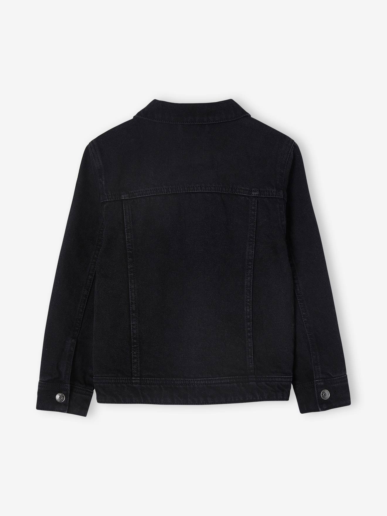 Vertbaudet Kinder Oversized-Jeansjacke waterless Oeko-Tex, personalisierbar - schwarz