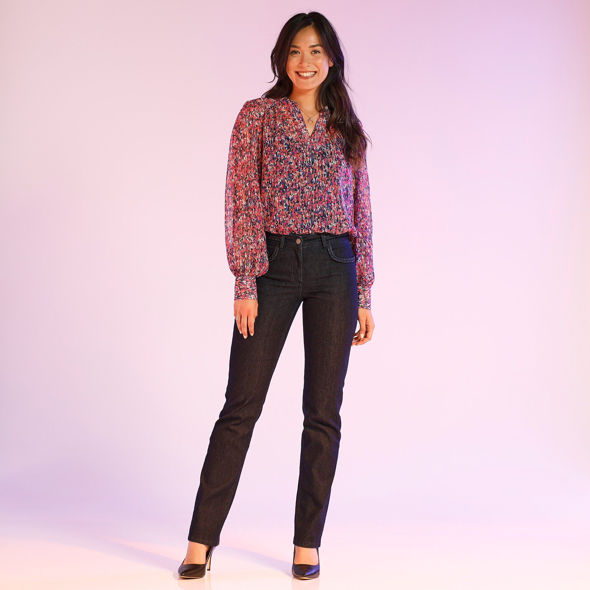 Jean stretch bootcut ceinture tressée