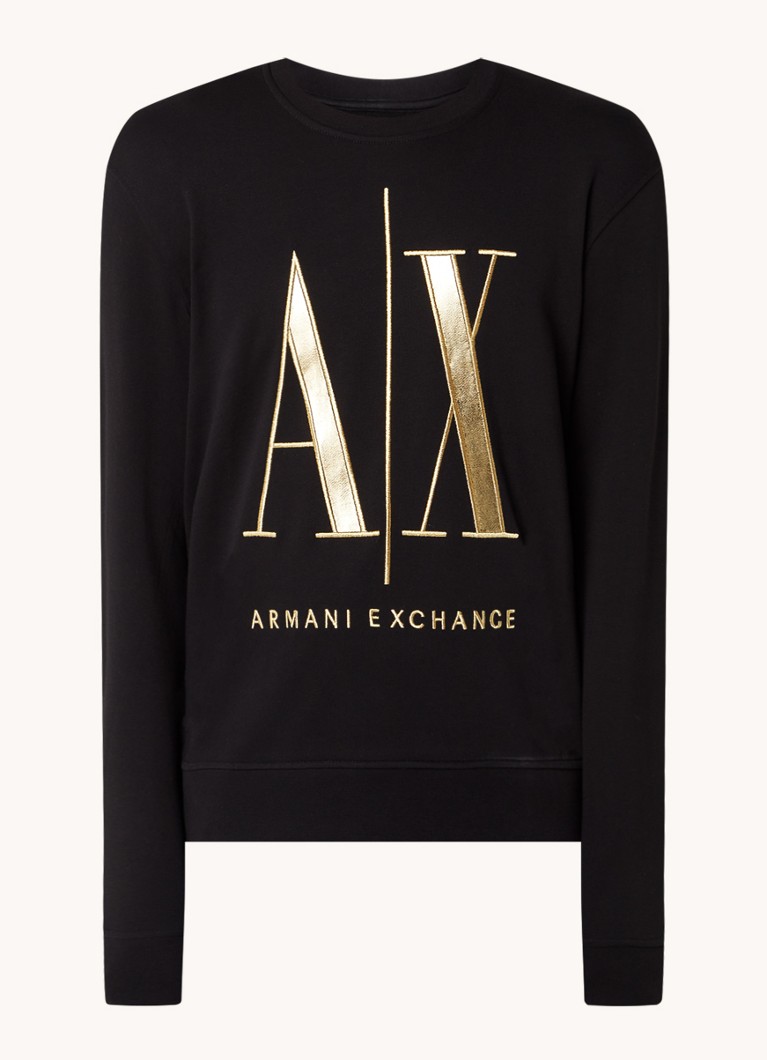 Pulover cu guler rotund Armani Exchange și logo brodat
