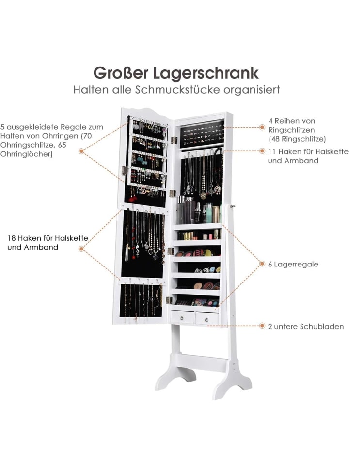 COSTWAY Schmuckschrank mit LED in Weiß günstig kaufen onesize