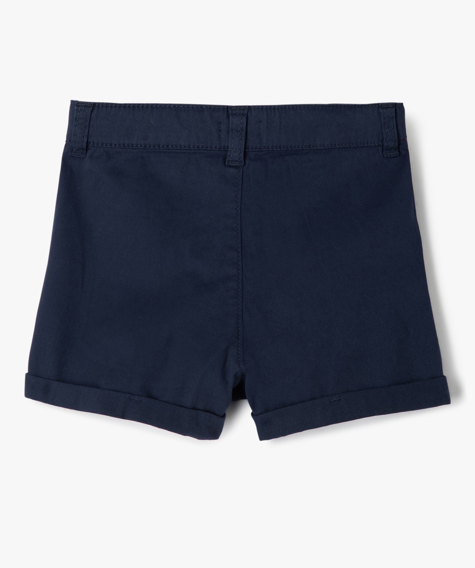 Short fille large en toile de coton marine | GEMO
