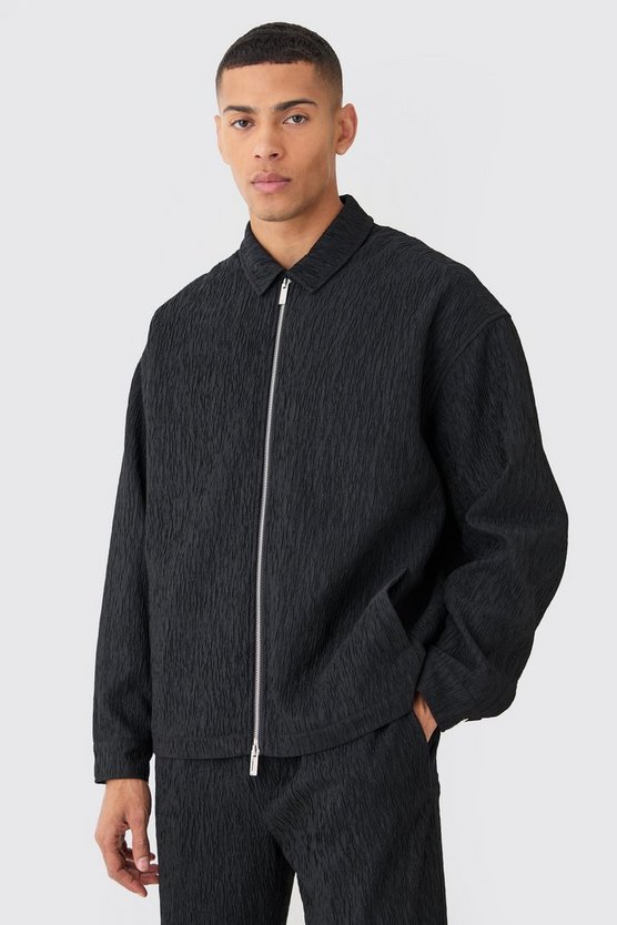 Smarte strukturierte Satin Harrington-Jacke