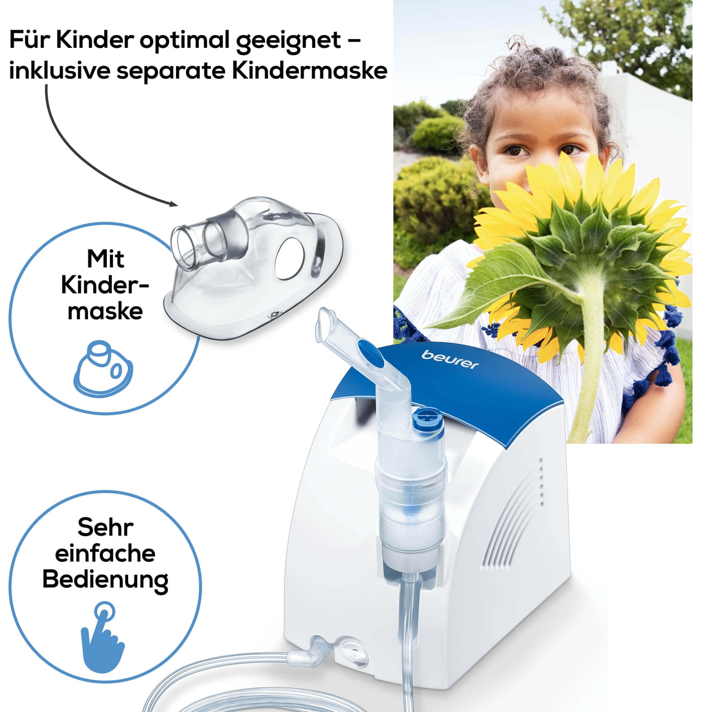 Beurer Inhalator IH 26-Inhalator mit Kompressor-Drucklufttechnologie & hohe Verneblung inkl. Nasendusche