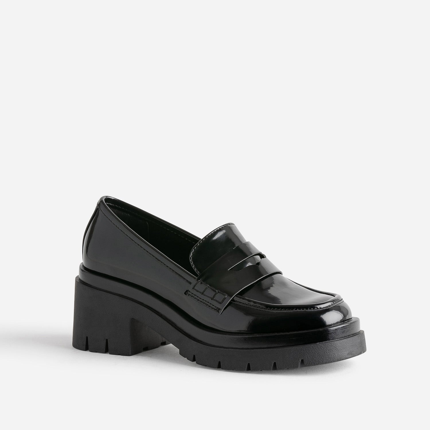Mocassin TEXTO noir à talon cranté
